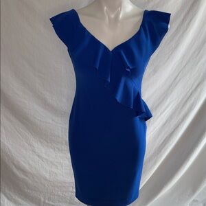 Lauren Ralph Lauren Fitted Asymmetric Ruffle  Sheath Dress